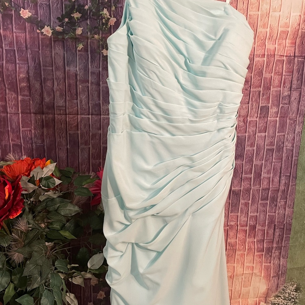 Elegant Light Blue Ruched Dress